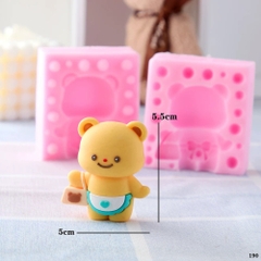 Khuôn Silicon - Động Vật - Gấu  2 Mảnh 5.5cm Xách Túi