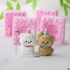 Khuôn Silicon - Động Vật - Set 2 Gấu Đội Nón 2 Mảnh 5.5cm