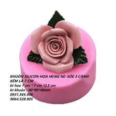 Khuôn Silicon - Hoa Hồng Kèm Lá 6Cm