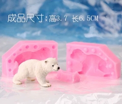 Khuôn Silicon - Động Vật - Gấu Bắc Cực Đi 2 Mảnh 6.5cm