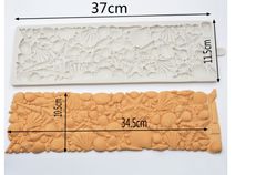 Khuôn Silicon - Viền Mảng Họa Tiết - Sò Ốc Biển 34.5x10.5cm