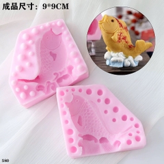 Khuôn Silicon - Biển - Cá Koi Cá Chép Vượt Vũ Môn 9cm 2 Mảnh