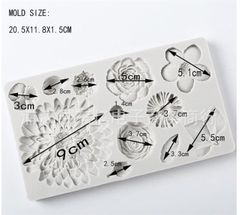 Khuôn Silicon - Hoa Hướng Dương - Mặt Vĩ Kèm Cúc 12c