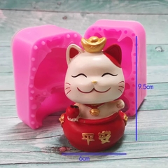 Khuôn Silicon - Động Vật - Mèo Thần Tài Thỏi Vàng 2 Mảnh 9.5cm