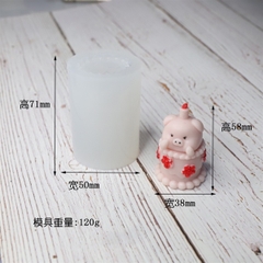 Khuôn Silicon - Động Vật - Heo Nến Hoa 6x3.7cm