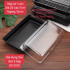 Hộp Nhựa - Chữ Nhật TN25 - 25x15cm Cao 7cm đế đen set 5 hộp