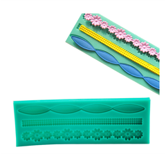 Khuôn Silicon - Viền Chuỗi Dây - Hoa Cong 3c - 15.5cm