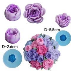 Khuôn Silicon - Hoa Trà Mẫu Đơn Thái D29 D31 - set 2
