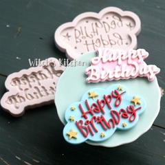 Khuôn Silicon - Chữ Happy - Nghiêng Kèm Sao Mây