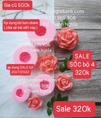 Combo 4 Khuôn Silicon Hoa Hồng Thái Nở 8 6 5 4Cm Sl320K