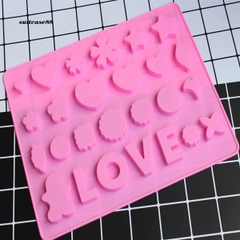 Khuôn Silicon - Chữ LOVE Kèm Tim Lá Hoa