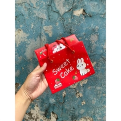 Túi Giấy - Quai Xách - Vuông 16x16cm Cao 12cm - Đỏ Thỏ