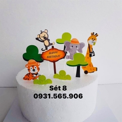 Set Cắm Động Vật Hươu Cao Cổ Voi Phụ Kiện Trang Trí Bánh