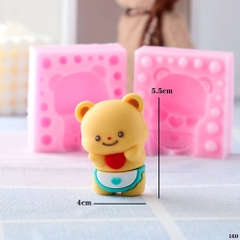 Khuôn Silicon - Động Vật - Gấu Tim 2 Mảnh 5.5cm