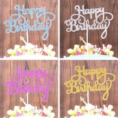 Chữ Happy Birthday Nhũ Phụ Kiện Trang Trí Bánh - BẠC ĐỨNG