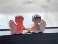 Tượng Thiên Thần - Tiên - Búp Bê Nhựa - PKD - Bé Trai Ngồi Ngủ - Xanh