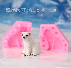 Khuôn Silicon - Động Vật - Gấu Bắc Cực Ngồi 2 Mảnh 1.2cm