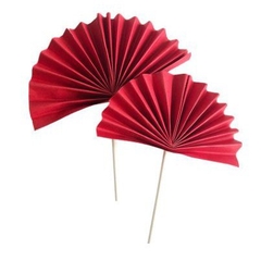 Quạt Đỏ Phụ Kiện Trang Trí Bánh - set 2 quạt đỏ