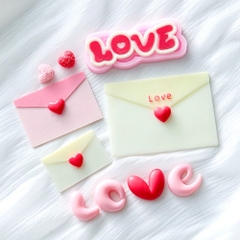 Khuôn Silicon Thiệp Tình Yêu - Trái Tim Love 8.8cm