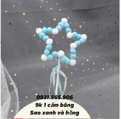 Topper Cổng Bông Trang Trí Bánh - sao bông xanh