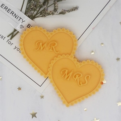 Khuôn Silicon - Trái Tim Kiểu - Mr-Mrs Đôi Lồng Viền