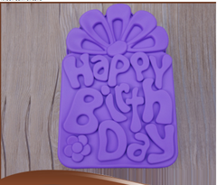 Khuôn Silicon - Đế - Happy Birdthay Xoay Hoa Lớn
