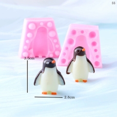 Khuôn Silicon - Động Vật - Chim Cánh Cụt 2 Mảnh 3.5cm Nghiêng