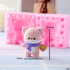 Khuôn Silicon - Động Vật - Gấu Cáo Nơ 2 Mảnh 5.5cm