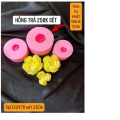 Khuôn Silicon - Hoa Hồng Hồng Trà Set 3 - V5 V6 V7