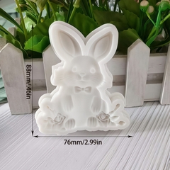 Khuôn Silicon - Động Vật - Con Thỏ Hoa 8.8cm