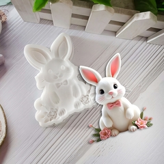 Khuôn Silicon - Động Vật - Con Thỏ Hoa 8.8cm