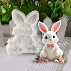 Khuôn Silicon - Động Vật - Con Thỏ Hoa 8.8cm