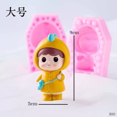 Khuôn Silicon - Em Bé - Bé Gái #34 2 Mảnh 9cm Đeo Giỏ Sừng