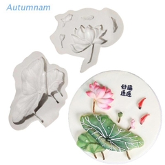 Khuôn Silicon - Mặt Ép Hoa Sen - Set 2 - Hoa Lá Sen Cá