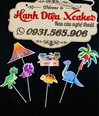 Sét Cắm Khủng Long Cây Dừa Phụ Kiện Trang Trí Bánh