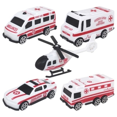 Set Xe Cộ Nhựa - PKD - Set 5 - Trực Thăng Xe Cứu Thương