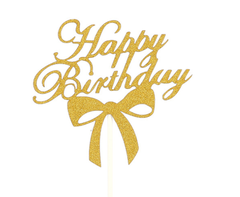 Chữ Happy Birthday Nhũ Phụ Kiện Trang Trí Bánh - VÀNG NƠ