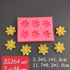 Khuôn Silicon - Hoa Sen Cánh Nhọn Vĩ 6 hoa 3.5cm