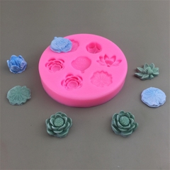 Khuôn Silicon - Hoa Sen Đài Lá Nhỏ 2cm Set 7