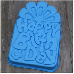 Khuôn Silicon - Đế - Happy Birdthay Xoay Hoa Lớn