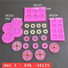 Combo 3 Khuôn Silicon Thỏi Vàng Đồng Tiền Tròn