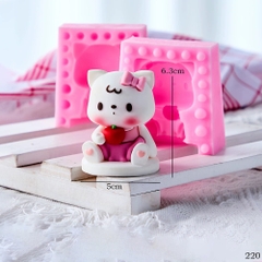 Khuôn Silicon - Mèo Kitty - 2 Mảnh Ôm Táo 6.3cm