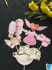 Set Cắm Em Bé Phụ Kiện Trang Trí Bánh - bé gái