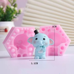 Khuôn Silicon Động Vật Con Voi 2 Mảnh Đội Nón 6cm