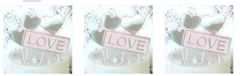Bảng Cắm Happy Sao Love Tim Phụ Kiện Trang Trí Bánh - Love Tim Bạc