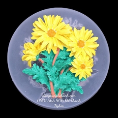 Khuôn Silicon - Chùm Hoa Cúc - Kèm Lá 9cm