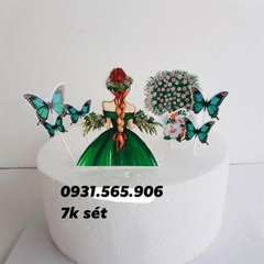 Set Cắm Cô Gái Xanh Bướm Hoa