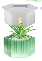 Khuôn Silicon - Chậu Cây - Lục Giác Viền Dọc 9.6cm