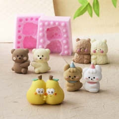 Khuôn Silicon - Động Vật - Set 2 Gấu Ngồi 2 Mảnh 5.5cm