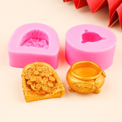 Khuôn Silicon - Hủ Vàng Rá Vàng Set 2 - 3.6cm
